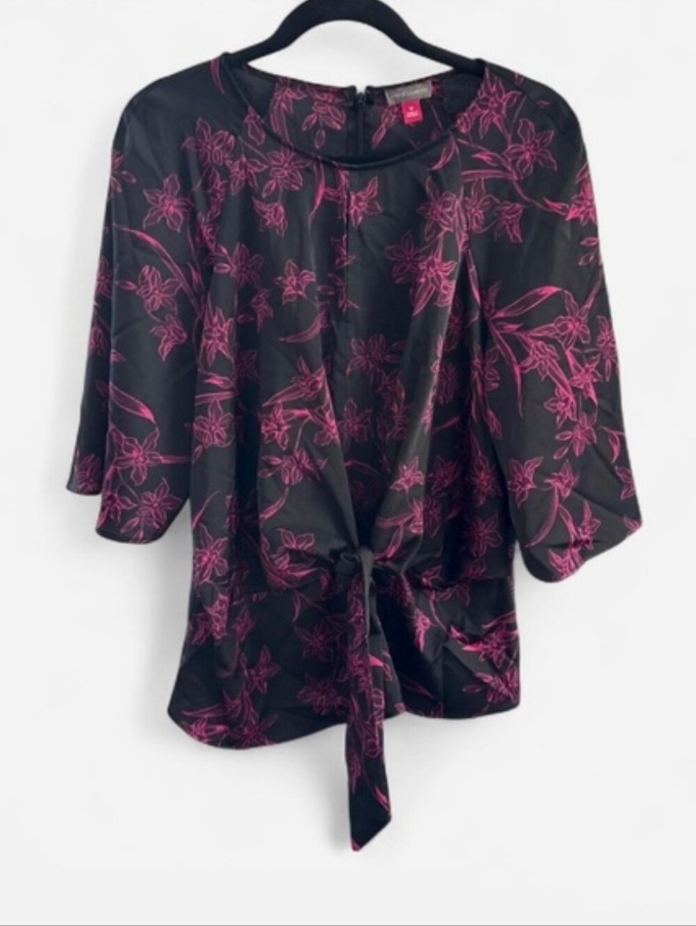 NWT Vince Camuto Black and Pink Floral Blouse